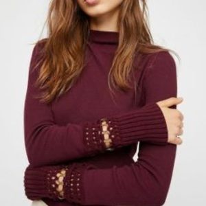 New Free People Sweet Thang Thermal grommets Maroon Large also fits medium